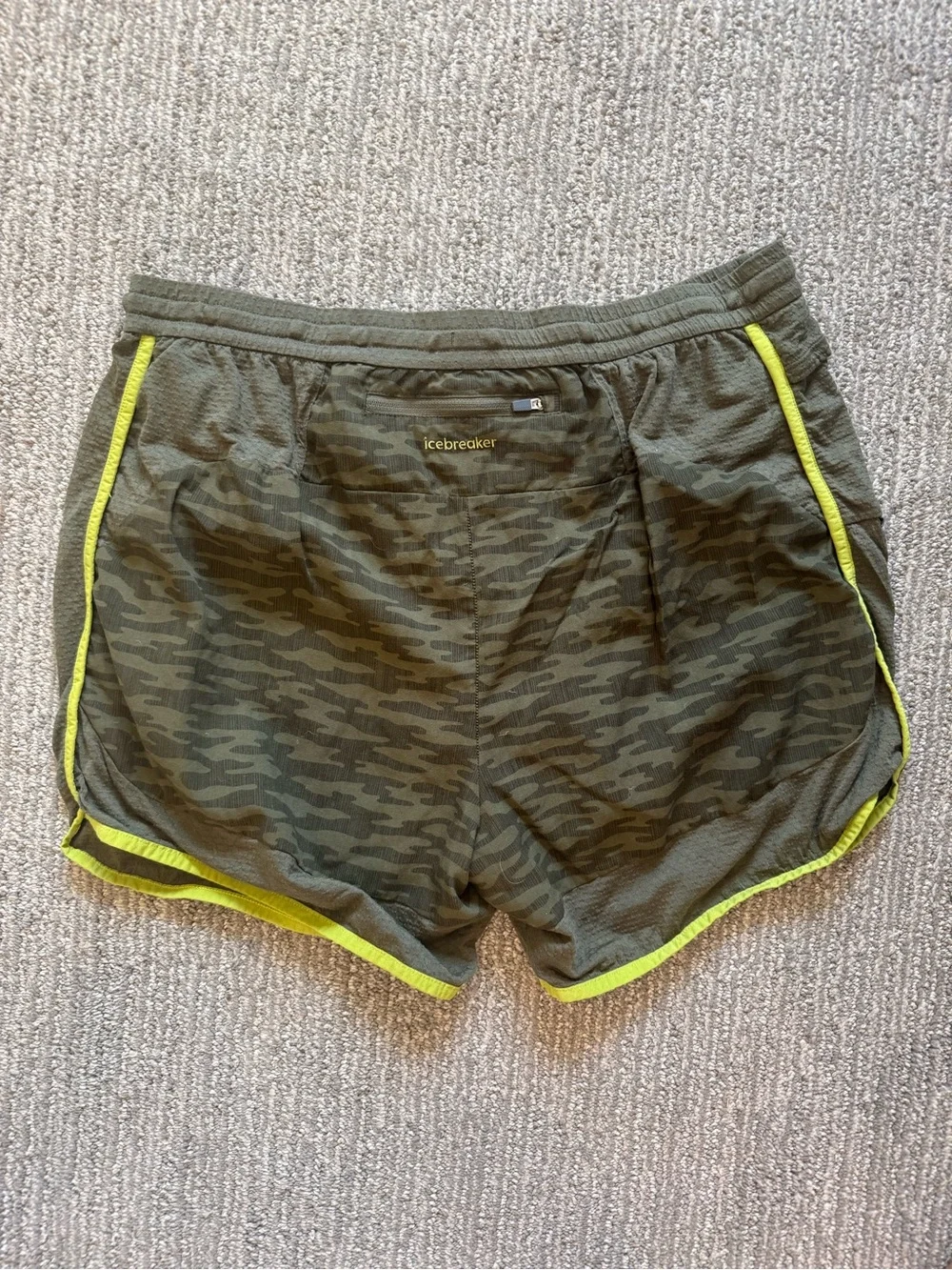 Icebreaker 150 Cool-Lite Merino Lyocell Running Shorts Olive Camo Men’s L